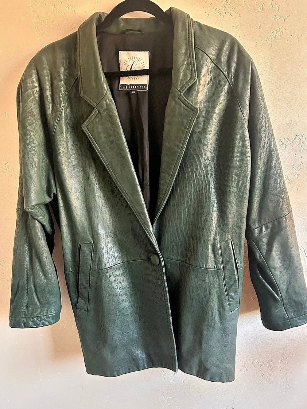 Classics  San Francisco Emerald green 80’s-90’s Genuine Oversized Leather/suede